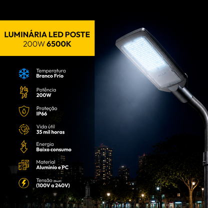 Luminária Led Poste 200w 6500k  Bivolt Ip66 Alut By Avant