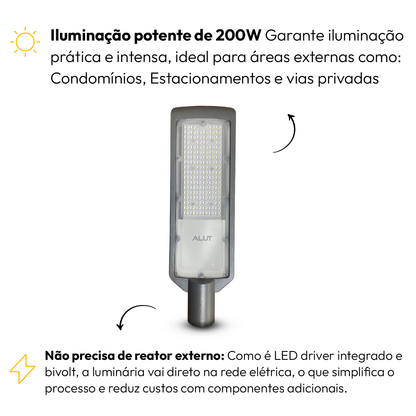 Luminária Led Poste 200w 6500k  Bivolt Ip66 Alut By Avant