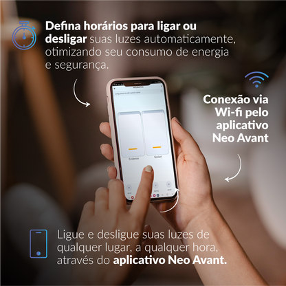 Interruptor Inteligente Smart Wi-Fi 1 Botão 4x2 Bivolt Branco Neo Avant