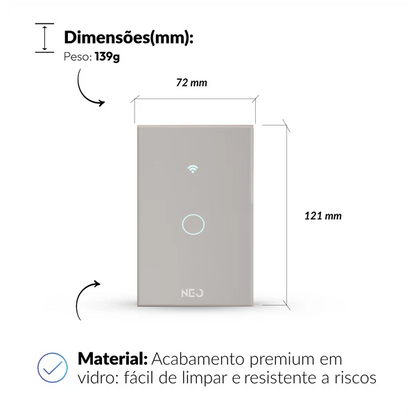 Kit Automação Lâmpada RGB 15w Interruptor 1 botão Tomada Inteligente Branco Wi-Fi 4x2 Bivolt Neo Avant - NEO Avant