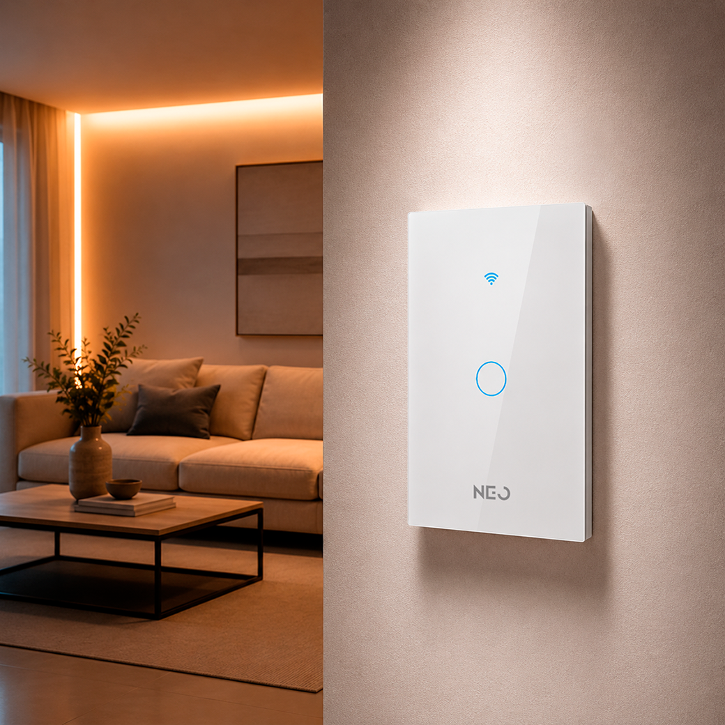 Interruptor Inteligente Wifi 1 Botão 4x2 Bivolt Branco Neo