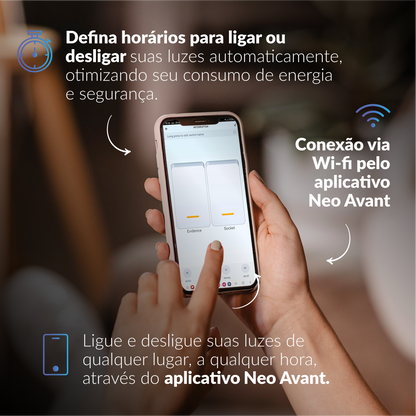 Interruptor Inteligente Smart Wi-fi 3 Botões 4x2 Bivolt Preto Neo Avant
