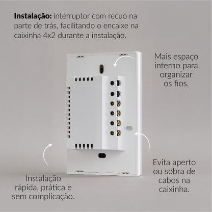 Interruptor Inteligente Smart Wi-fi 3 Botões 4x2 Bivolt Preto Neo Avant