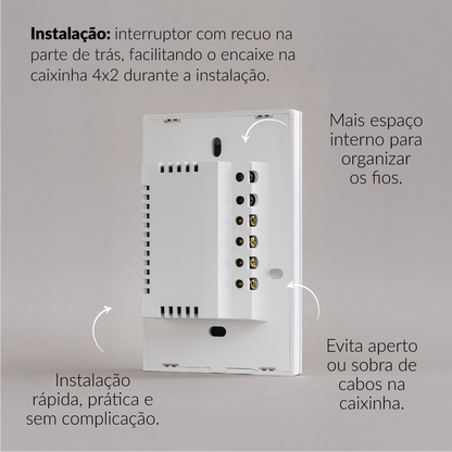 Interruptor Inteligente Smart Wi-fi 4 Botões 4x2 Bivolt Branco Neo Avant
