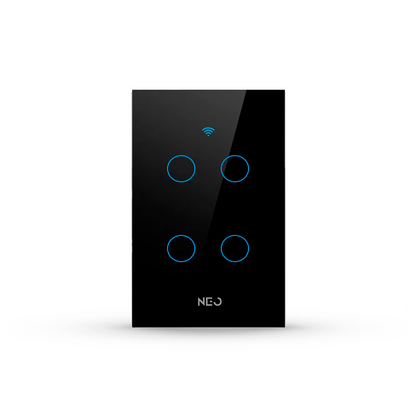 Interruptor Inteligente Wifi 4 Botões 4x2 Bivolt Preto Neo
