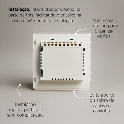 Interruptor Inteligente Smart Wi-fi 6 Botões 4x4 Bivolt Branco Neo Avant
