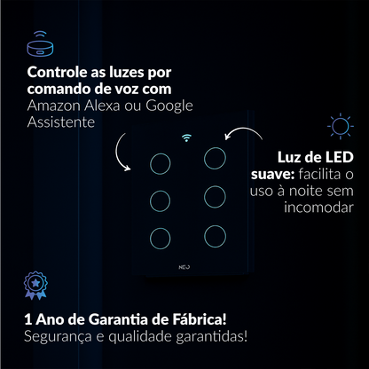 Interruptor Inteligente Smart Wi-fi 6 Botões 4x4 Bivolt Branco Neo Avant