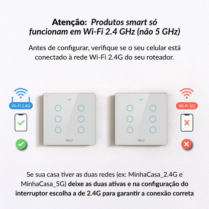 Interruptor Inteligente Smart Wi-fi 6 Botões 4x4 Bivolt Branco Neo Avant