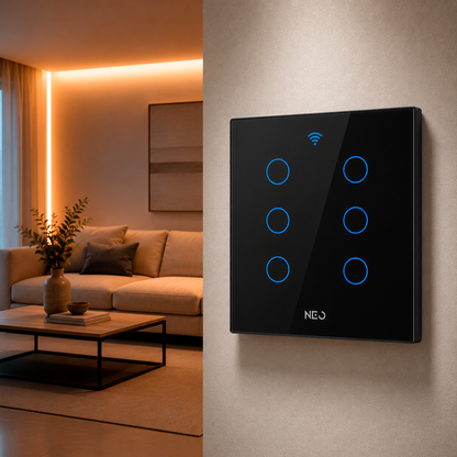 Interruptor Inteligente Wifi 6 Botões 4x4 Bivolt Preto Neo