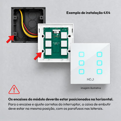Interruptor Inteligente Wifi 6 Botões 4x4 Bivolt Preto Neo