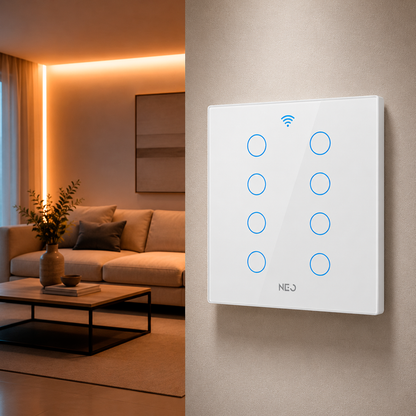 Interruptor Inteligente Wifi 8 Botões 4x4 Bivolt Branco Neo