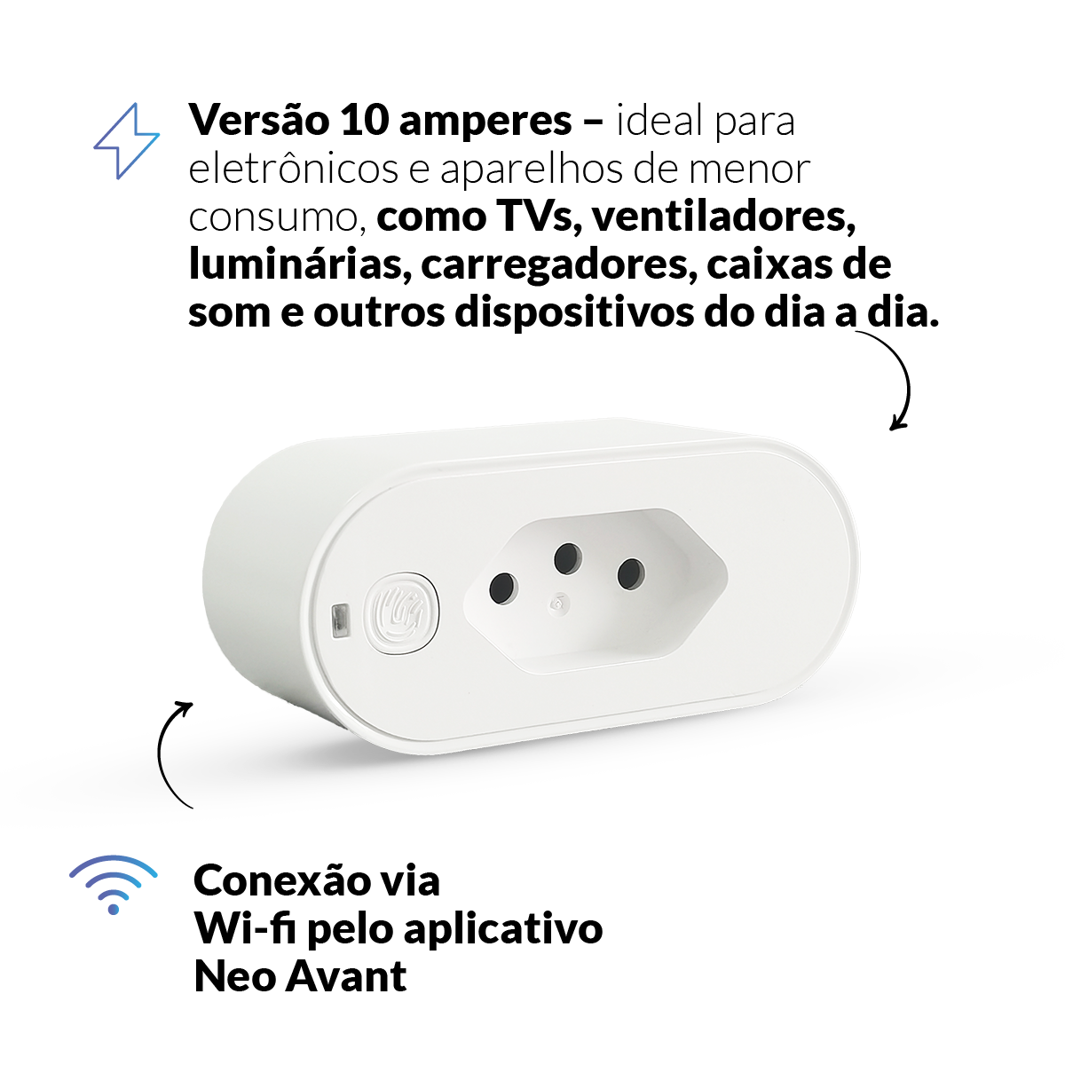 Tomada Inteligente Wi-fi 10A Bivolt Branca Neo Avant