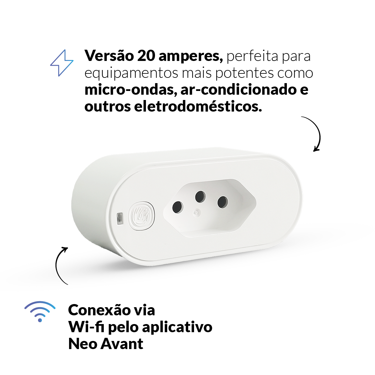Tomada Inteligente Wi-fi 20A Bivolt Branca Neo Avant