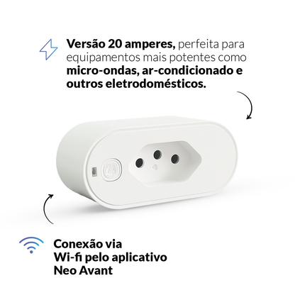 Tomada Inteligente Wi-fi 20A Bivolt Branca Neo Avant