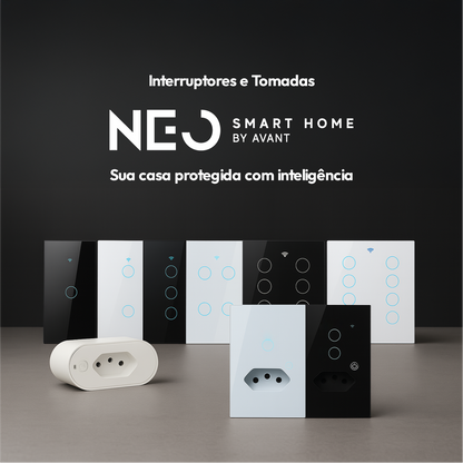 Interruptor Inteligente Smart Wi-Fi 1 Botão com Tomada 4x2 Bivolt Branco Neo Avant