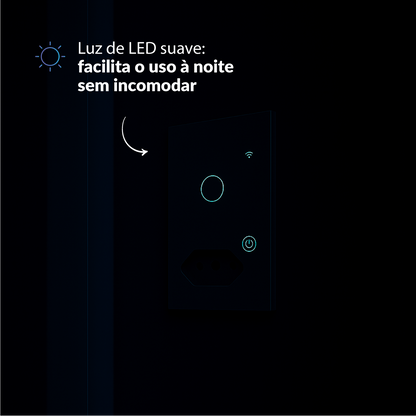 Interruptor Inteligente Smart Wi-Fi 1 Botão com Tomada 4x2 Bivolt Branco Neo Avant