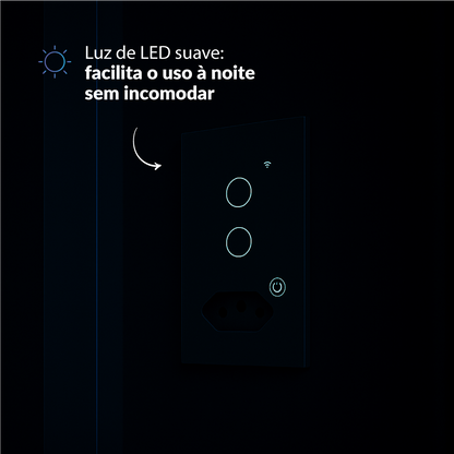 Interruptor Inteligente Smart Wi-fi 2 Botão Com Tomada 4X2 Bivolt Branco Neo Avant