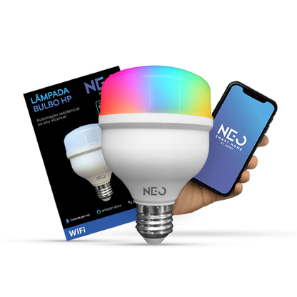 Lâmpada Led Inteligente Wifi Bulbo HP 20W RGB Colorido E27 Neo