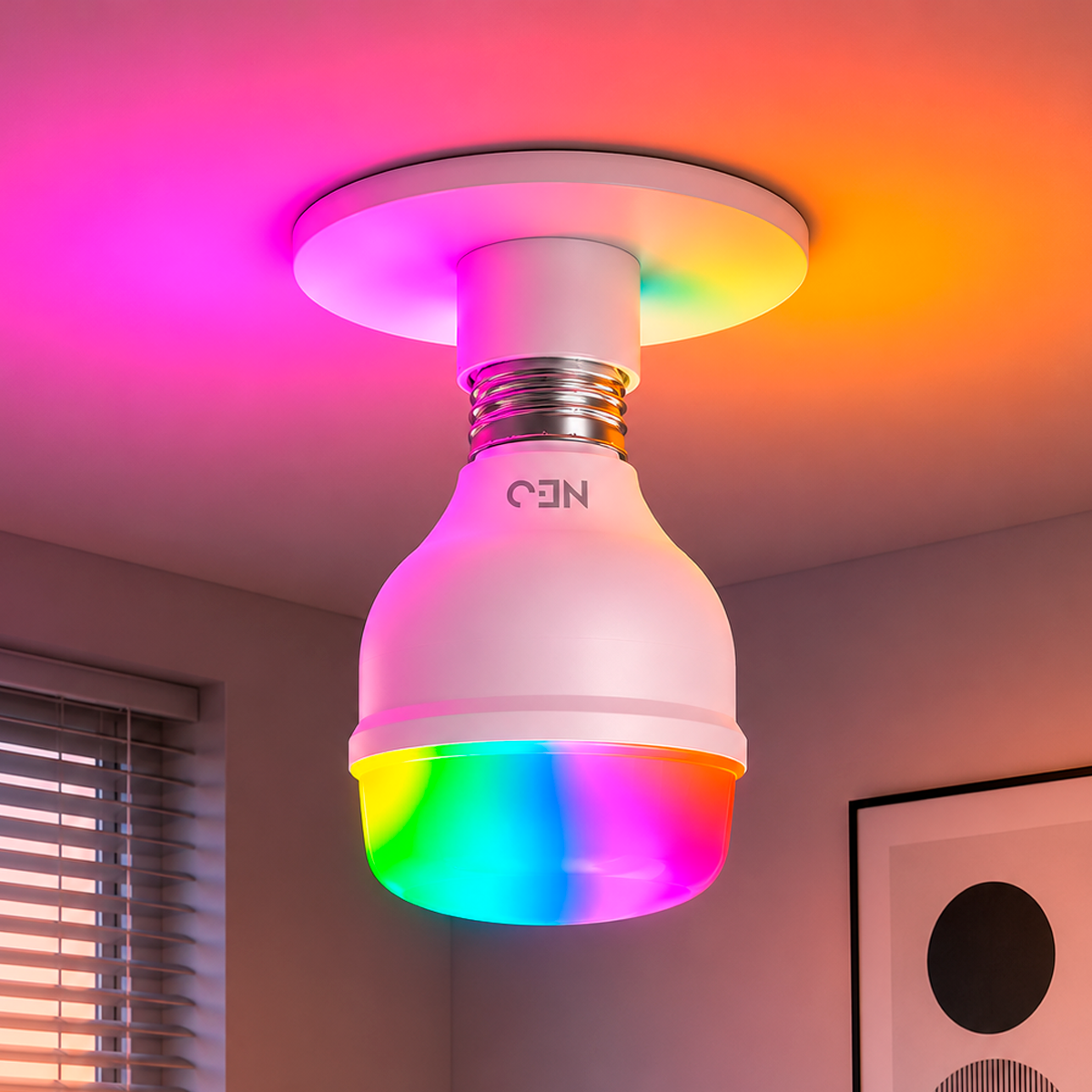 Lâmpada Led Inteligente Wifi Bulbo HP 30W RGB Colorido E27 Neo