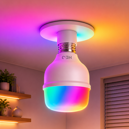 Lâmpada Led Inteligente Bulbo HP Wifi 50W RGB Colorido E27 Bivolt Neo