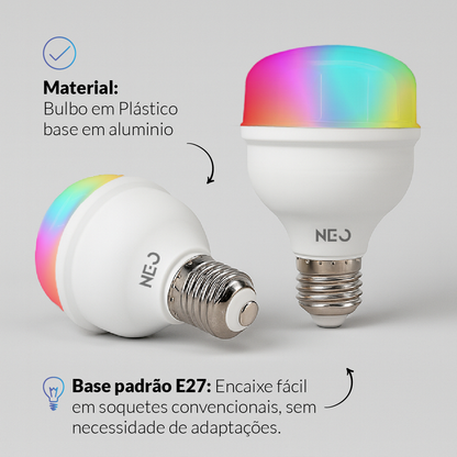 Lâmpada Led Inteligente Bulbo HP Wifi 50W RGB Colorido E27 Bivolt Neo