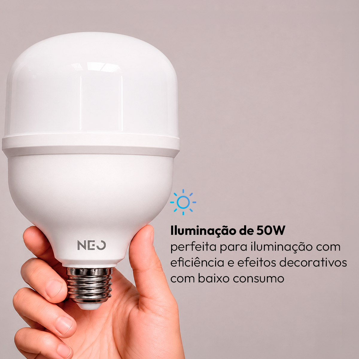 Lâmpada Led Inteligente Bulbo HP Wifi 50W RGB Colorido E27 Bivolt Neo