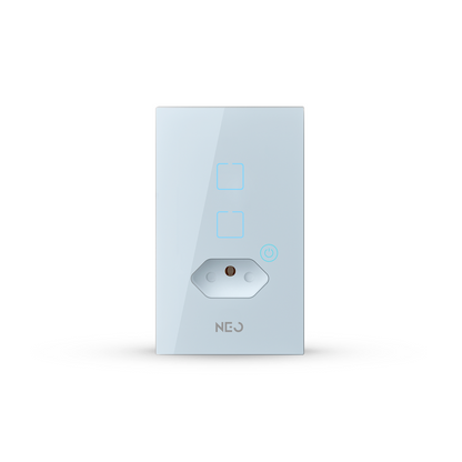Interruptor Inteligente Zigbee 2 Botões Com Tomada 10A 4x2 Bivolt Branco Neo