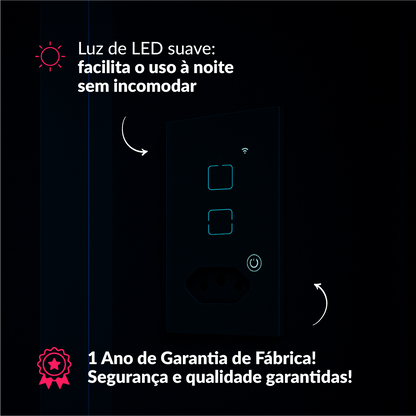 Interruptor Inteligente Zigbee 2 Botões Com Tomada 4x2 Bivolt Branco Neo Avant