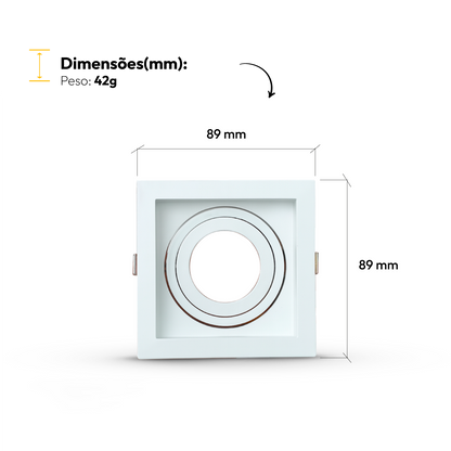 Spot Led Recuado Embutir Gu10/MR16 Uno Quadrado Branco Policarbonato Alut