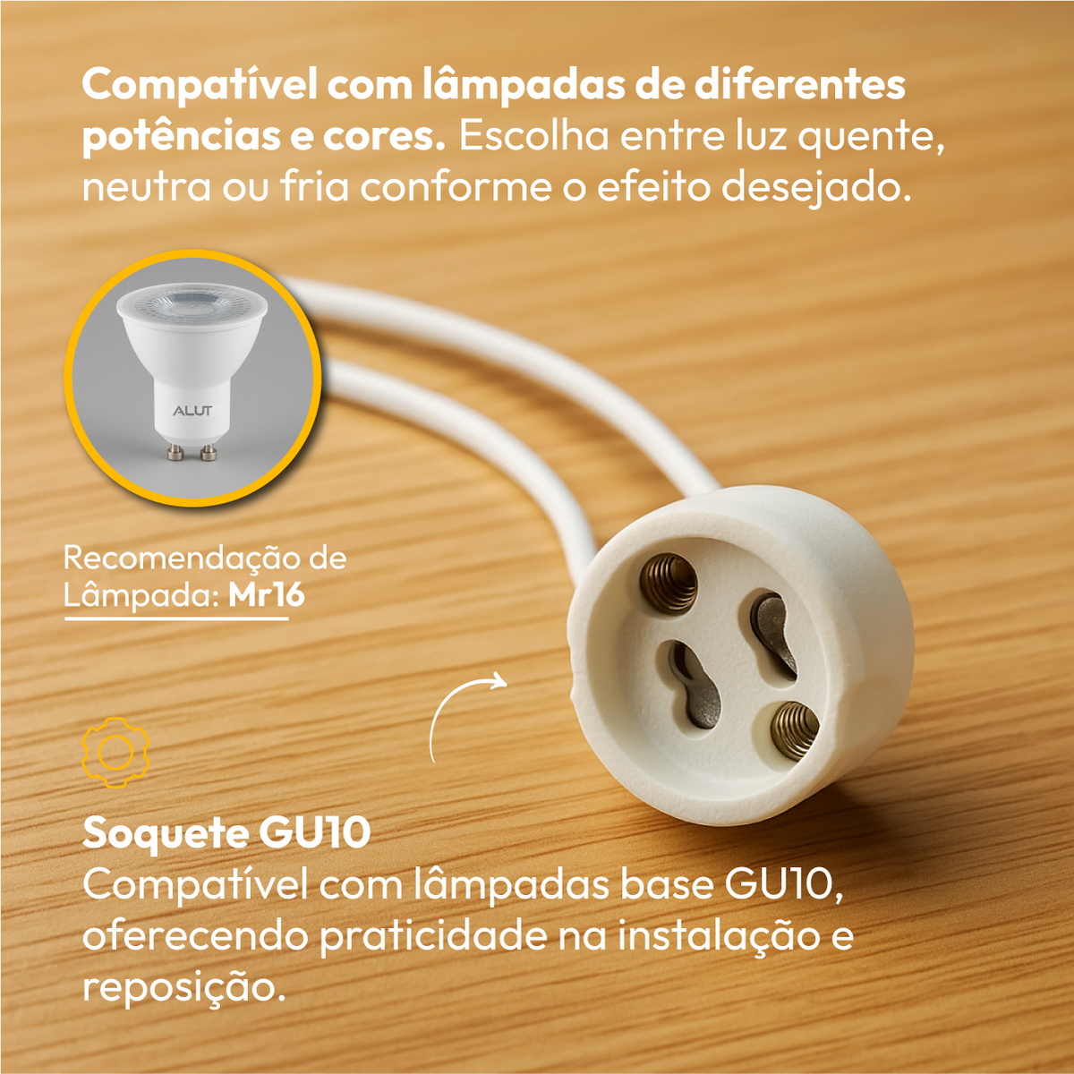Spot Led Recuado Embutir Gu10/MR16 Uno Quadrado Branco Policarbonato Alut
