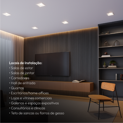 Spot Led Recuado Embutir E27/Par20 Quadrado Branco Policarbonato Alut By Avant