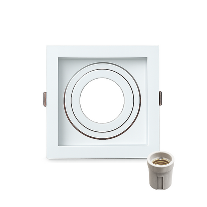 Spot Led Recuado Embutir E27/Par20 Quadrado Branco Policarbonato Alut By Avant