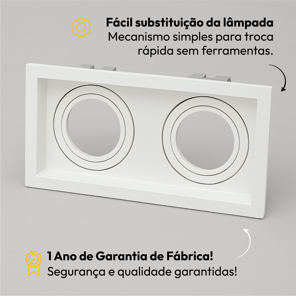 Spot Led Recuado Embutir Gu10/MR16 Duo Quadrado Branco Policarbonato Alut