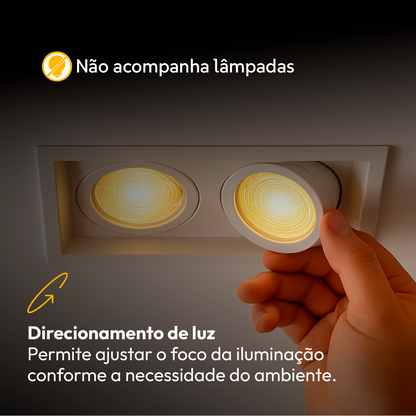 Spot Led Recuado Duo Embutir E27/Par20 Quadrado Branco Policarbonato Alut By Avant