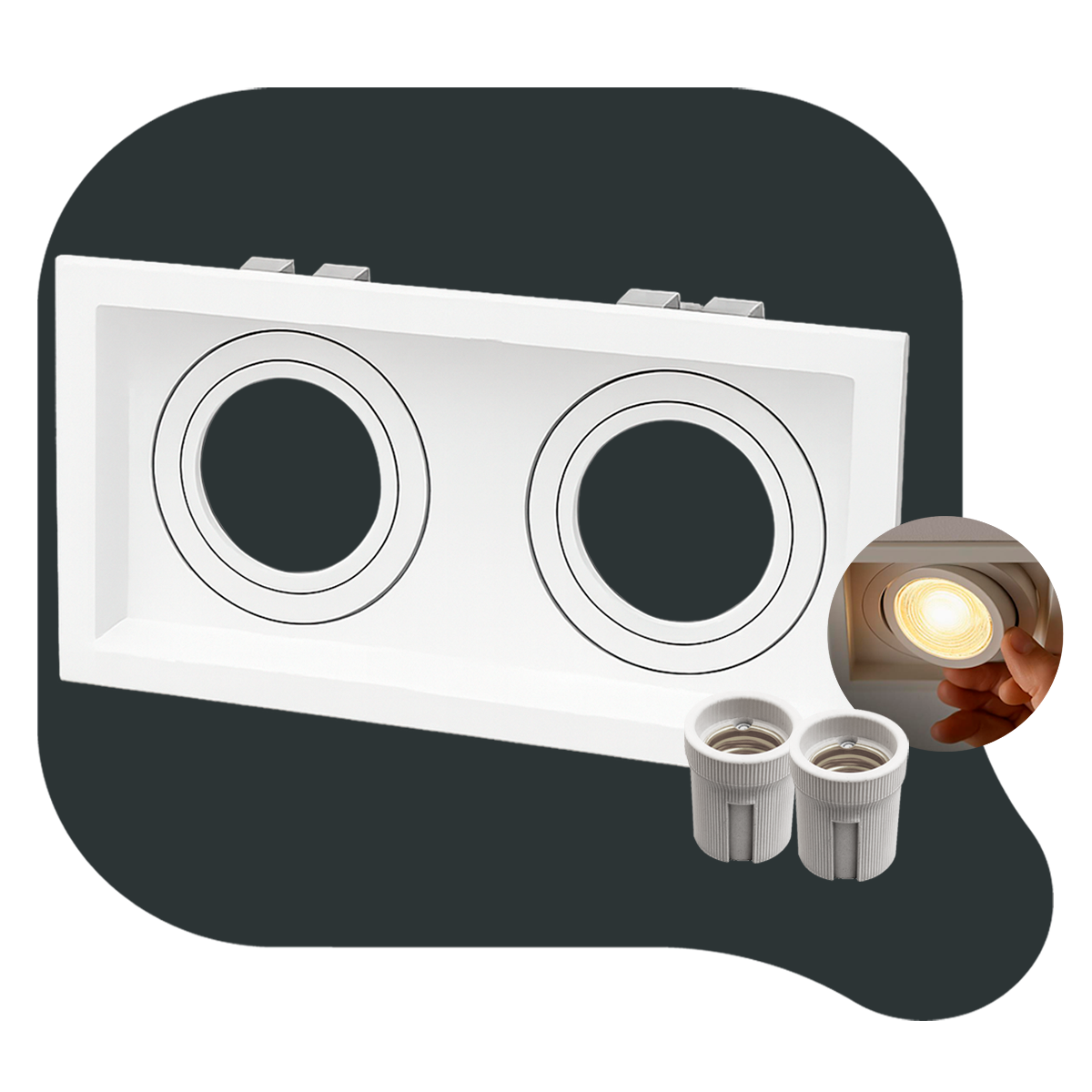 Spot Led Recuado Duo Embutir E27/Par20 Quadrado Branco Policarbonato Alut By Avant