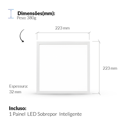 Painel LED Plafon Inteligente de Sobrepor Quadrado 18W Dimerizável 22cm Bivolt Avant Neo