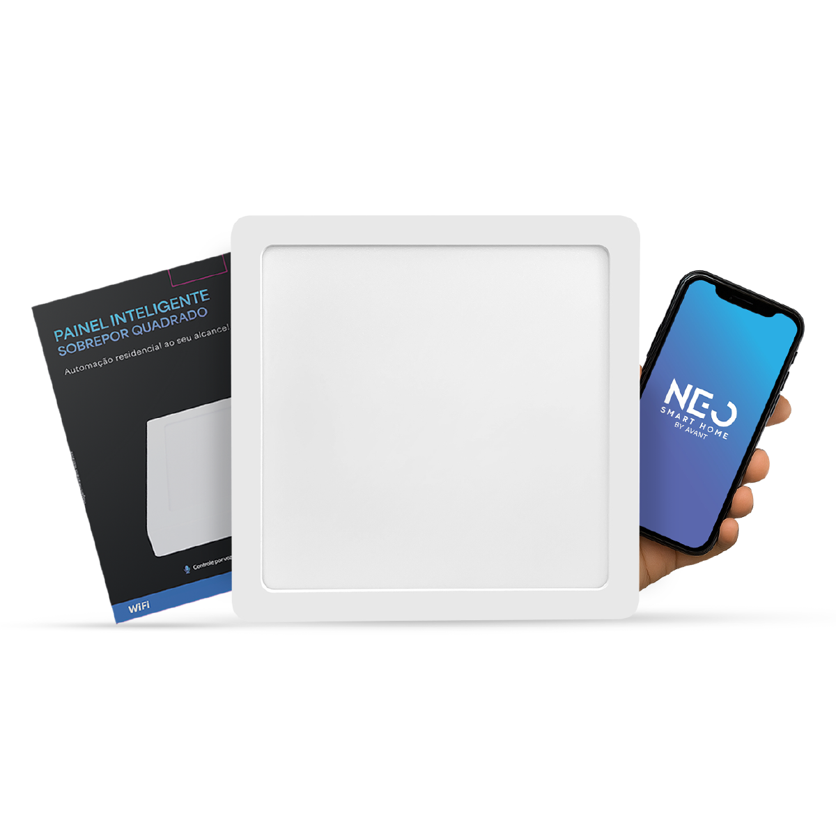 Painel LED Plafon Inteligente de Sobrepor Quadrado 18W Dimerizável 22cm Bivolt Avant Neo