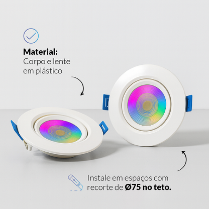 Spot Led Inteligente Wifi Embutir 5w RGB Bivolt Redondo Branco Neo