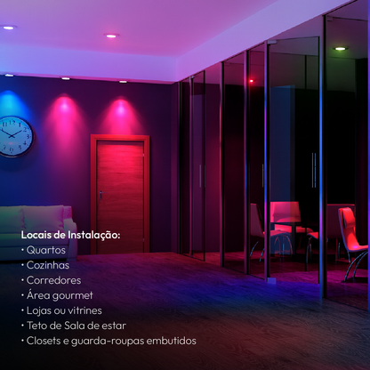 Spot Led Inteligente Wifi Embutir 5w RGB Bivolt Redondo Branco Neo
