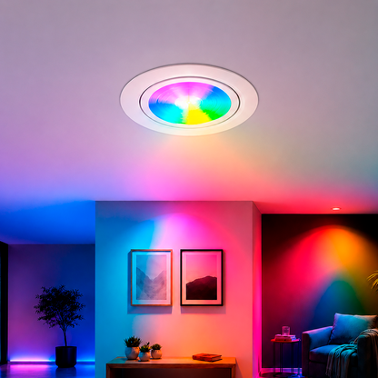 Spot Led Inteligente Wifi Embutir 5w RGB Bivolt Redondo Branco Neo