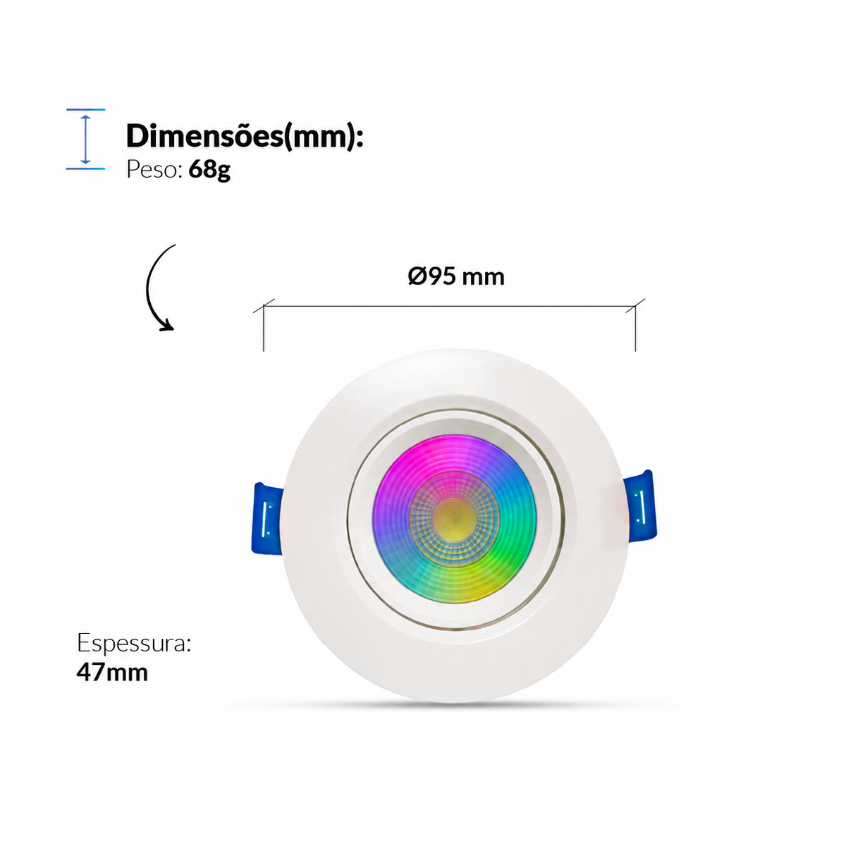 Spot Led Inteligente Wifi Embutir 5w RGB Bivolt Redondo Branco Neo