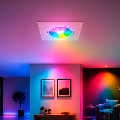 Spot Led Inteligente Wifi Embutir 5w RGB Bivolt Quadrado Branco Neo