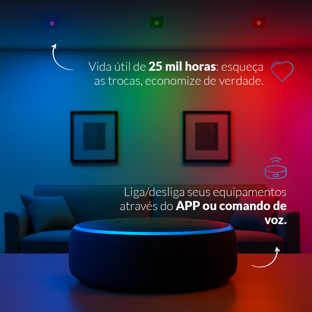 Spot Led Smart Wi-fi 2.4 GHz Embutir 5w RGB Bivolt Quadrado Branco Neo Avant