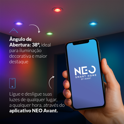 Lâmpada Led Dicróica MR16 Inteligente Wifi 5w 2700K/6500K RGB GU10 Branco Neo