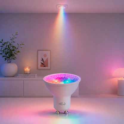 Lâmpada Led Dicróica MR16 Inteligente Wifi 5w 2700K/6500K RGB GU10 Branco Neo
