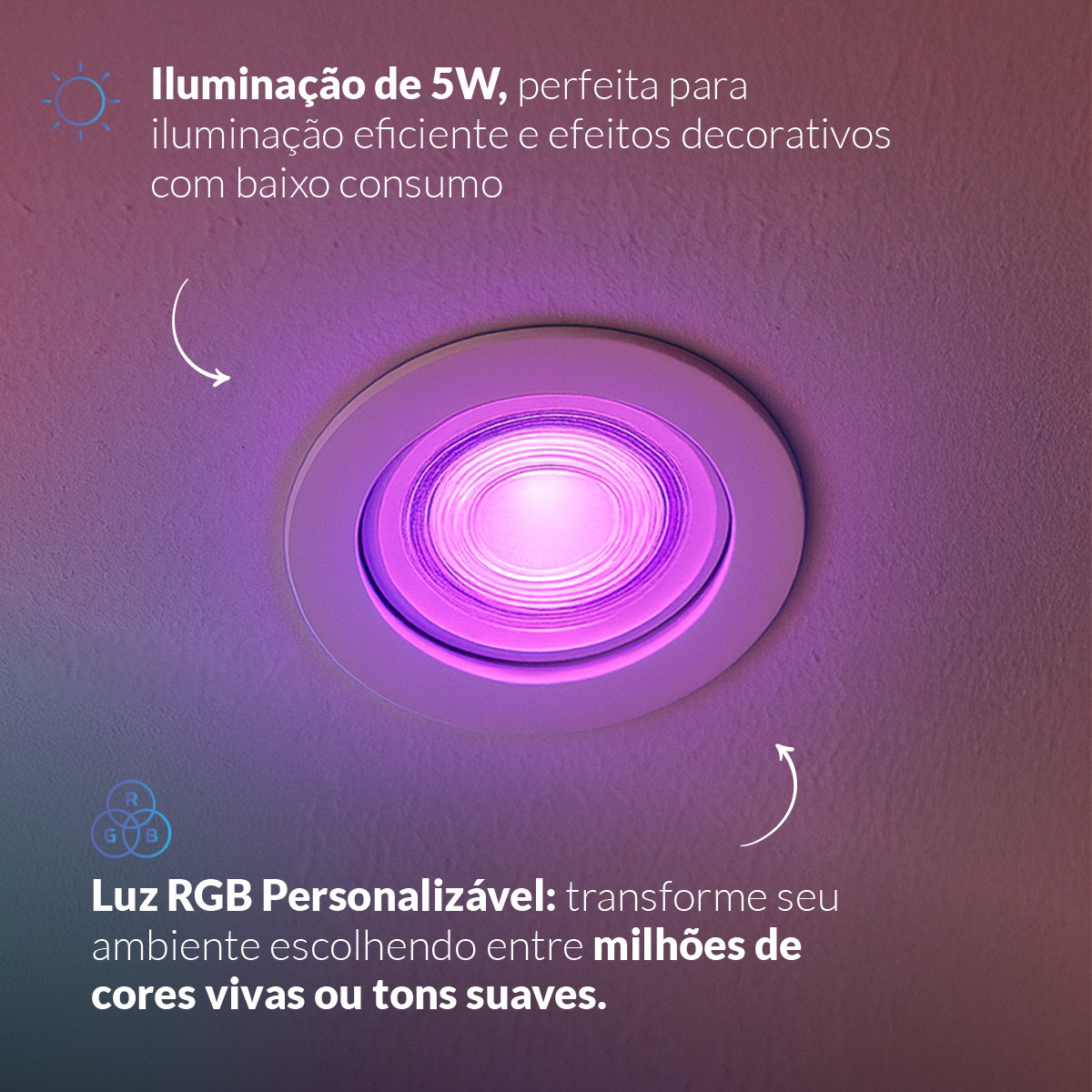 Lâmpada Led Dicróica MR16 Smart Wi-fi 2.4GHz 5w 2700K/6500K RGB GU10 Branco Neo Avant