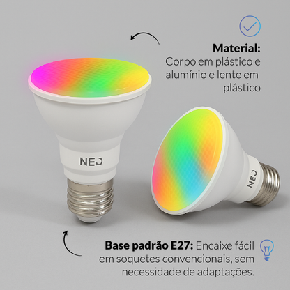Lâmpada Led Par20 Inteligente Wi-fi 2.4 GHz 7w 2700K/6500K RGB E27 Branco Neo Avant