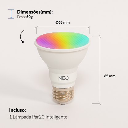 Lâmpada Led Par20 Inteligente Wi-fi 2.4 GHz 7w 2700K/6500K RGB E27 Branco Neo Avant