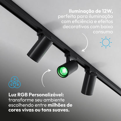 Kit 3 Spot Led Trilho Inteligente 1 Metro 36w RGB 110v/220v Preto Neo - NEO Avant