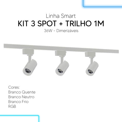 Kit 3 Spot Led Trilho Inteligente 1 Metro 36w RGB 110v/220v Branco Avant Neo - NEO Avant